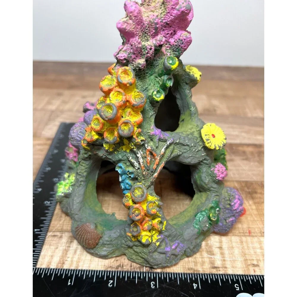 Colorful Resin Aquarium Decoration Coral Reef Cave